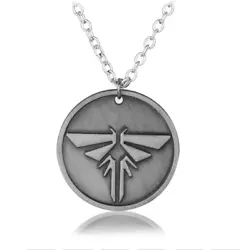 The Firefly symbol is engraved on one side of the round pendant, and The Last of Us text is engraved on the other side....