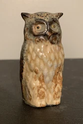 Vintage Ceramic Owl Figurine Small Hollow Owl Hand Painted Decor. Cool colors/glazing.Any questions, please email, and...