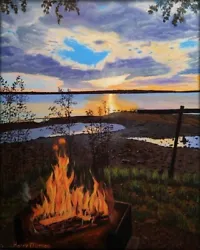 This exquisite oil painting is based on a breathtaking photo taken by the owners of Searsport Shores Ocean Campground....