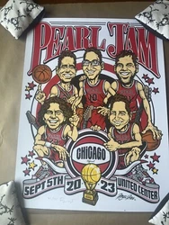 Pearl Jam CHICAGO Night 1 Poster AP SIGNED & Numbered x/155 Ames.  Poster is M/NM  