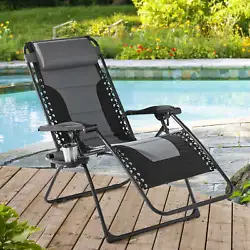 The Outdoors Oversized Zero Gravity Bungee Sling Lounger, Gray and Black allows you to sit comfortably anywhere, from...