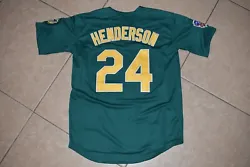 Rickey Henderson Green As Oakland Athletics Baseball Jersey Adult Sizes. Fully Stitched Jersey.