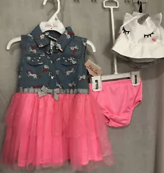 This Little Lass dress is a fun and fashionable outfit for your little one. This magical Baby Girl Goldbug Unicorn Hat...