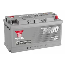 Batterie Yuasa Silver YBX5019 12v 100ah 900A Hautes performances. Position Borne + (face à vous) Droite. Capacité de...