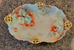 Antique - Gorgeous German porcelain Candy Dish by RC Bavaria Germany circa 1891-1906. Beautifully hand painted and...