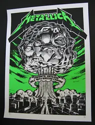 2017 Metallica Worldwired Toronto, Ontario F4D neon green artist edition concert poster. Measures 18x24