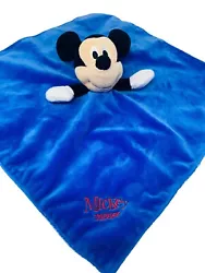 Disney Baby Mickey Mouse Blue Lovey Security Blanket Soft Plush, Satin Back Toy 14