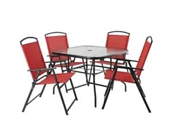 The Mainstays Albany Lane 5-piece steel patio outdoor dining set creates a wonderful place to relax on your deck,...