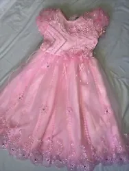 Kids Girl Weddings Pearl Petals Girl Christmas Dress Princess Party Frock. That’s baby pink color