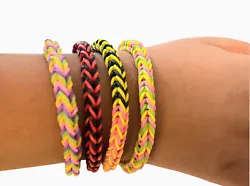 4-pc Rainbow Loom Bracelet-3 UV Glow 😍free Shipping 🌟🌟🌟🌟😍.