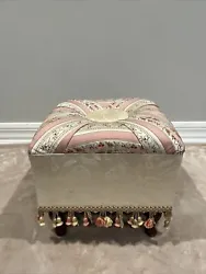 Victorian Style foot stool/ottoman with fringe & tassels.