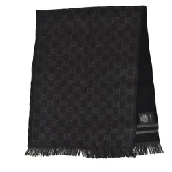 GUCCI Logo GG Pattern Winter Scarf 100% Wool Black Made In Italy. Black/100% Wool. Kindly understand that the actual...