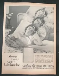 Product: SPRING AIR Back Supporter MATTRESS. Life Magazine Ad from 1962. 