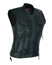 Leather Vest. Top-Grain Cow Hide Premium Leather 0.9-1.0mm. Built in easy access for patches Features a zippered...