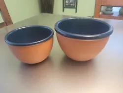 Over and Back Inc 2 piece set mixing bowls terra cotta and blue. There are no chips or scratches.  See Pictures For...