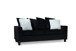 Glamorous modern sofa with four (4)scatter back cushions. Sofa: 72