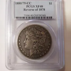 This 1880/79 CC Morgan Silver Dollar is a very rare find with a reverse of 1878. It has been certified by PCGS and has...