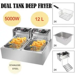 Max Power: 5000W (2500W for each head). Fryer basket with handle on each side prevents scalding of your hands and...