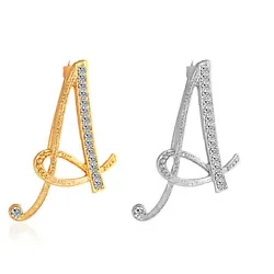 Cursive font design, embeded in rhinestone, shiny, simple and elegant, these silver/gold tone letter brooch pins are...