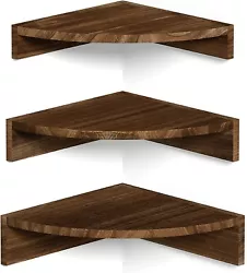 Corner Shelf Wall Mount, Set of 3 Floating Shelves for Wall Storage and Display, Rustic Wall Shelves Wood Shelves for...