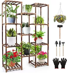 LotFancy 11 Tier Plant Stand. Multi-tiered Plant shelf is perfect for displaying your favorite flowers and plants,...