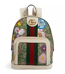 Gucci Ophidia Flora GG Supreme Canvas Backpack 547965. Beige/ebony GG Supreme canvas, a material with low environmental...
