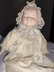 Estate find from doll collector. Not familiar with dolls or age of them. . Needs cleaning ( dress stained ) leg needs...