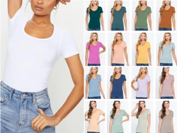 Long lasting fabric! Slim fit, full stretch, pull over. Scoopneck and short sleeves. Machine wash. Go up one size if...