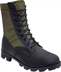 Olive Drab Leather Military Jungle Boots, Classic Panama Sole (5080). Canvas color: olive drab. Rubber panama sole....