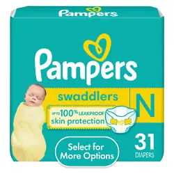 Fear no leaks with new and improved Pampers Swaddlers. Now featuring a Blowout Barrier at the back waist to help...