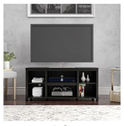 The tv stand features the parsons collections signature low-profile design with clean lines, open space, and a sturdy...