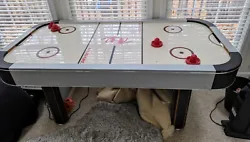 This air hockey table by Harvard works just fine, except the score keeper doesnt work. There is a little wear and tear,...