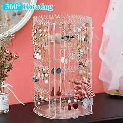 ✨Large Capacity : With 4 tiers of storage with multiple holes and grooves, it can hold enough earrings and necklace...