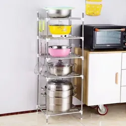 This kitchen and bathroom organizer rack is made up of many accessories. Install manually. The rack can organizer Pots,...