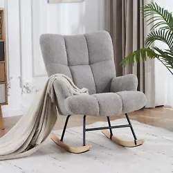 Details: Experience ultimate comfort and style with our Teddy Fabric Tufted Upholstered Rocking Chair. The soft velvet...