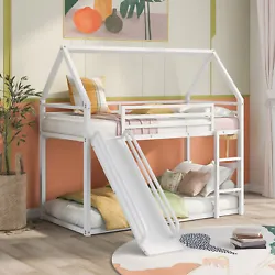④[ Convertible Slide and Ladder ] This house bunk bed includes built-in ladder and slide which can be put on left or...