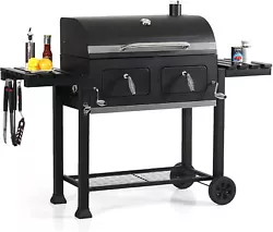 505 sq. in. primary grilling area. ⭐【Dual Door Charcoal Grill】 There are 2 individual charcoal doors with...