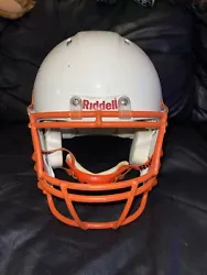 🏈 Riddell revolution Football Helmet orange with white.
