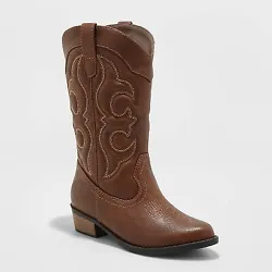 •Girls brown western boots with 1.25in heel for classic cowgirl boot style •Cowpoke silhouette and stitched upper...