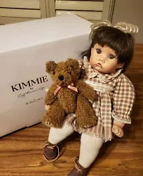 Perfect pout with adorable stuffed teddy bear. Sits on small stool. With Condition is 