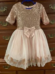 Polyester Blend ~ Satin, Tulle & Sequins. • Little girls size 6. • Clean: no stains or tears.