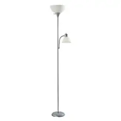 Available colors black, silver, brown, white. Reading light features a flexible arm.