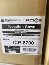 100 Pcs Team Medical ICP-8700 Isolation Gowns Level 2 -White- Universal Size. 100% polypropylene gowns. 1 box contains...
