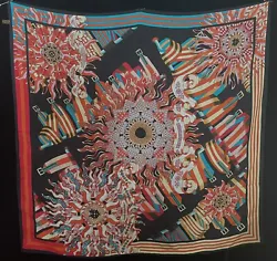 Vintage Large Fine Silk Vibrant Scarf with Mandala Design.33” x 34.” Very nice condition. There are a couple of...