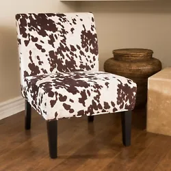 Galilea Milk Cow Pattern Fabric Accent Chair. Featuring a minimalistic yet sophisticated design, this chair is sure to...