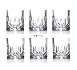 Italian lead free crystal whiskey glass set of 6 from Opera collection line. These crystal whiskey glasses are...