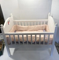 American Girl BITTY BABY doll Crib w/ blanket Mattress bumper pad hearts. Cute set! Comes with everything shown. Pre...