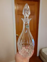 CRISTAL FRANCE GENUINE 24% LEAD CRYSTAL DECANTER W/STOPPER CLEAR GLASS WIDE BOTT. Condition is 