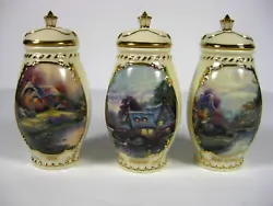 MINT IN BOX Full set of Thomas Kinkades Spice of Life Heirloom Porcelain Spice Jar Collection. NEVER USED with one box...