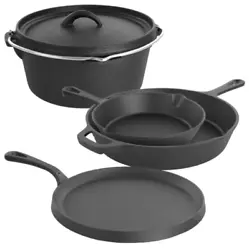 Includes: One 10.5 In. Skillet, One 8 In. Skillet, One 9.75 In. Griddle, One 9.5